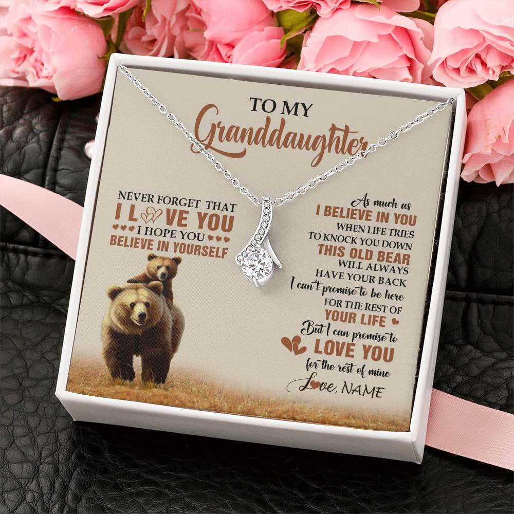 Personalized To My Granddaughter From Grandma Necklace This Old Bear Love You Granddaughter Birthday Graduation Christmas Customized Gift Box Message Card