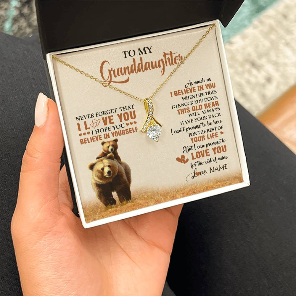 Personalized To My Granddaughter From Grandma Necklace This Old Bear Love You Granddaughter Birthday Graduation Christmas Customized Gift Box Message Card