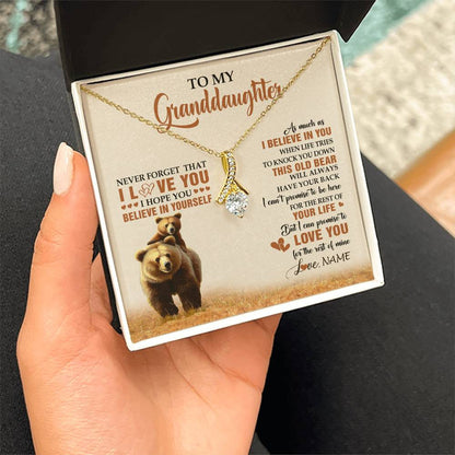 Personalized To My Granddaughter From Grandma Necklace This Old Bear Love You Granddaughter Birthday Graduation Christmas Customized Gift Box Message Card