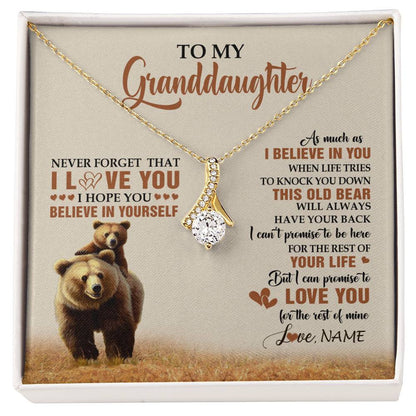 Personalized To My Granddaughter From Grandma Necklace This Old Bear Love You Granddaughter Birthday Graduation Christmas Customized Gift Box Message Card