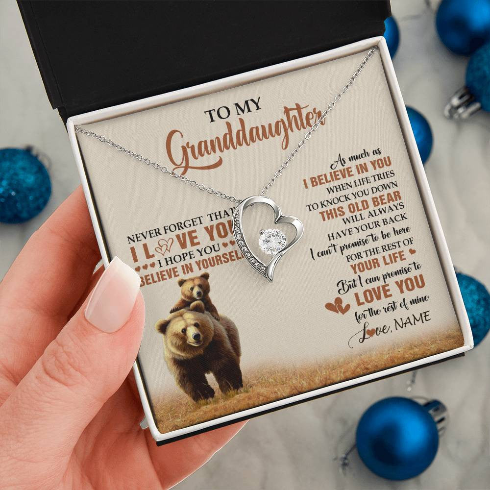 Personalized To My Granddaughter From Grandma Necklace This Old Bear Love You Granddaughter Birthday Graduation Christmas Customized Gift Box Message Card