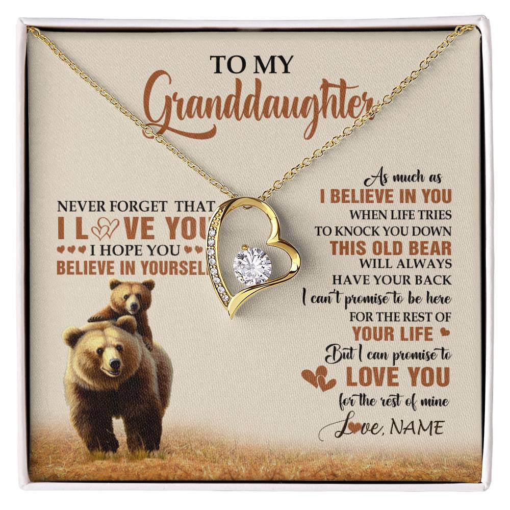 Personalized To My Granddaughter From Grandma Necklace This Old Bear Love You Granddaughter Birthday Graduation Christmas Customized Gift Box Message Card
