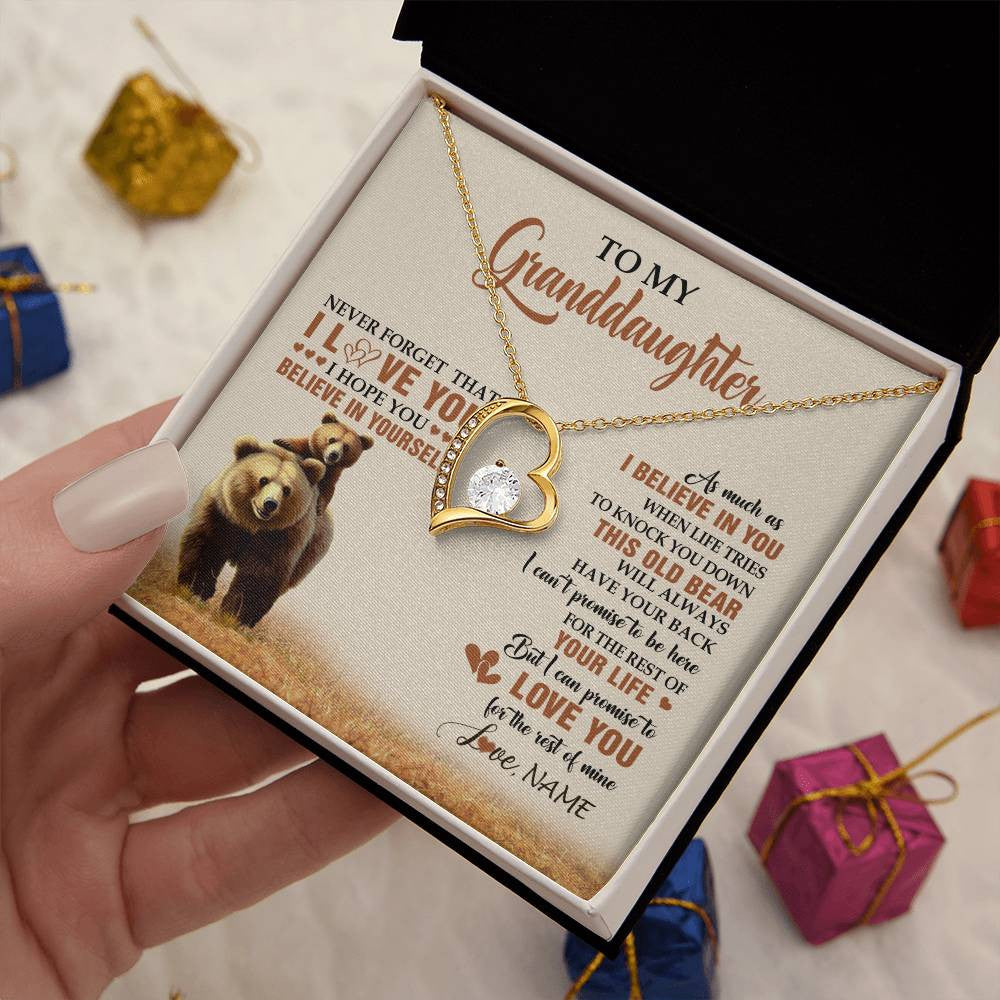 Personalized To My Granddaughter From Grandma Necklace This Old Bear Love You Granddaughter Birthday Graduation Christmas Customized Gift Box Message Card