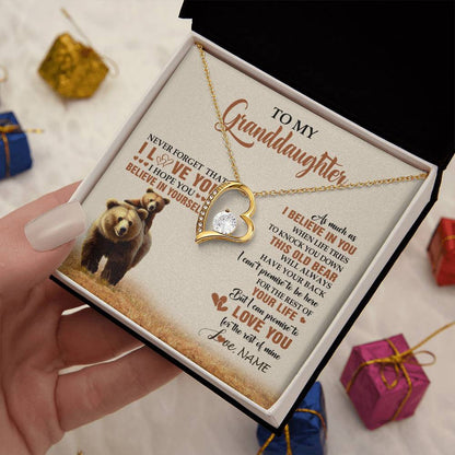 Personalized To My Granddaughter From Grandma Necklace This Old Bear Love You Granddaughter Birthday Graduation Christmas Customized Gift Box Message Card