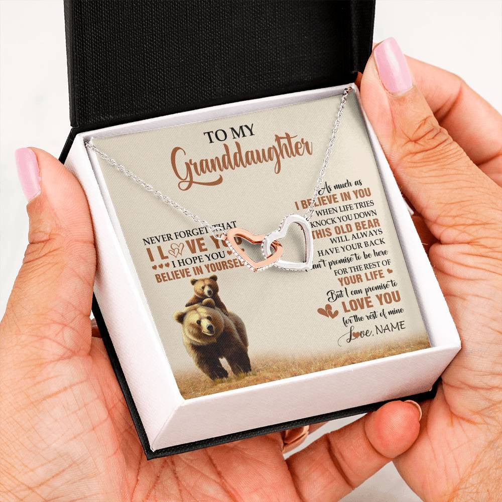 Personalized To My Granddaughter From Grandma Necklace This Old Bear Love You Granddaughter Birthday Graduation Christmas Customized Gift Box Message Card