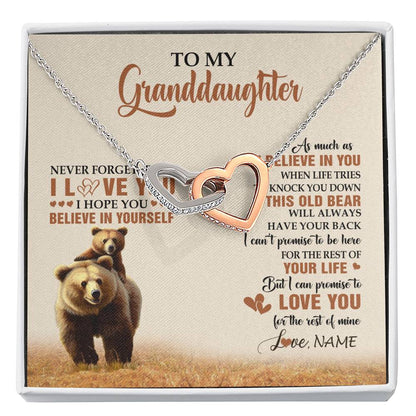 Personalized To My Granddaughter From Grandma Necklace This Old Bear Love You Granddaughter Birthday Graduation Christmas Customized Gift Box Message Card