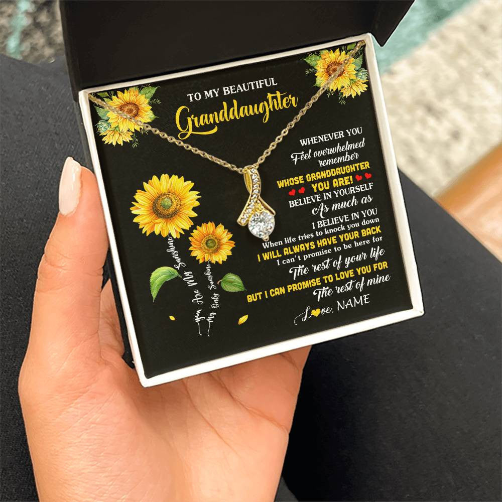 Personalized To My Granddaughter From Grandma Necklace Whenever You Feel Sunflower Granddaughter Birthday Graduation Christmas Customized Gift Box Message Card