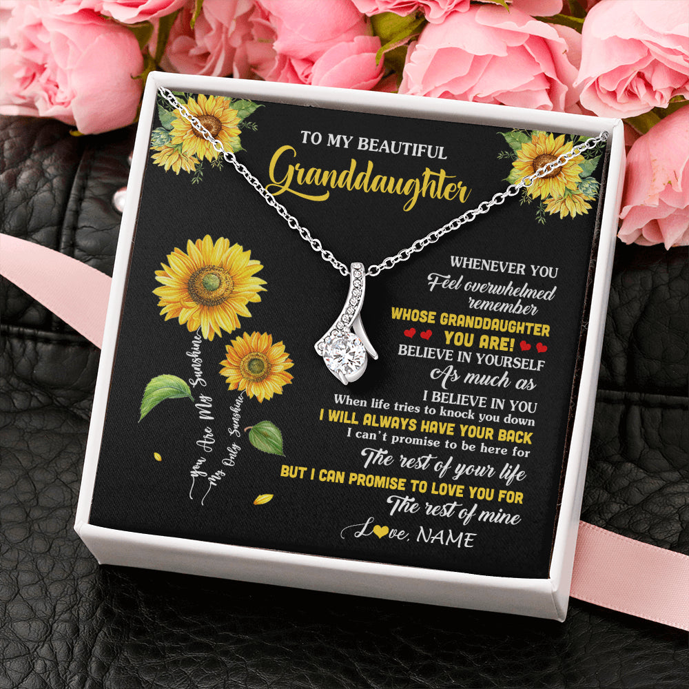 Personalized To My Granddaughter From Grandma Necklace Whenever You Feel Sunflower Granddaughter Birthday Graduation Christmas Customized Gift Box Message Card