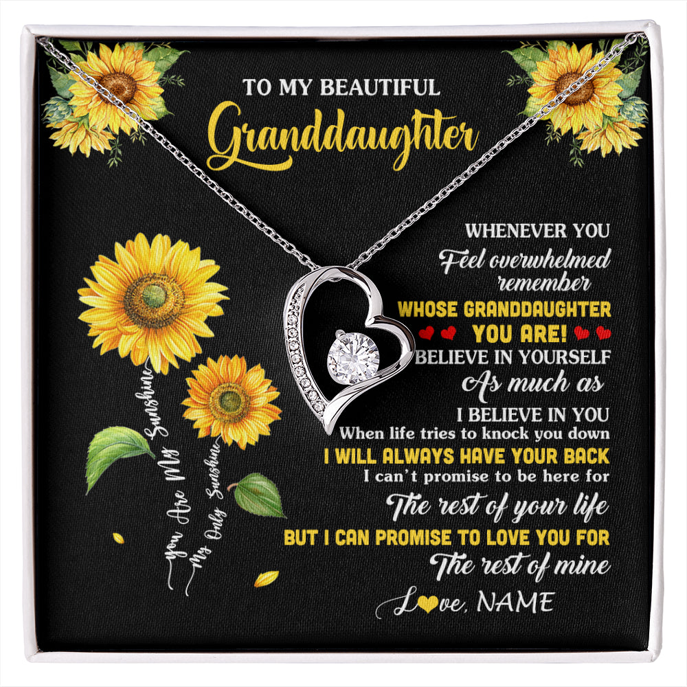 Personalized To My Granddaughter From Grandma Necklace Whenever You Feel Sunflower Granddaughter Birthday Graduation Christmas Customized Gift Box Message Card