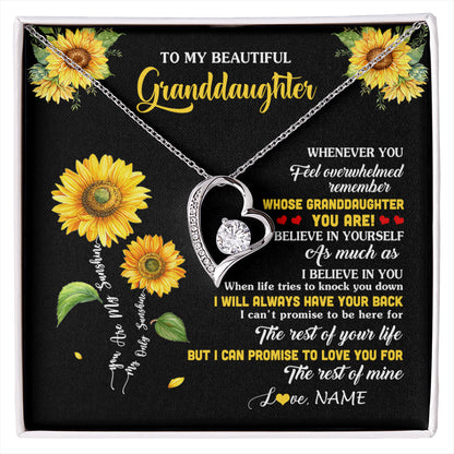 Personalized To My Granddaughter From Grandma Necklace Whenever You Feel Sunflower Granddaughter Birthday Graduation Christmas Customized Gift Box Message Card