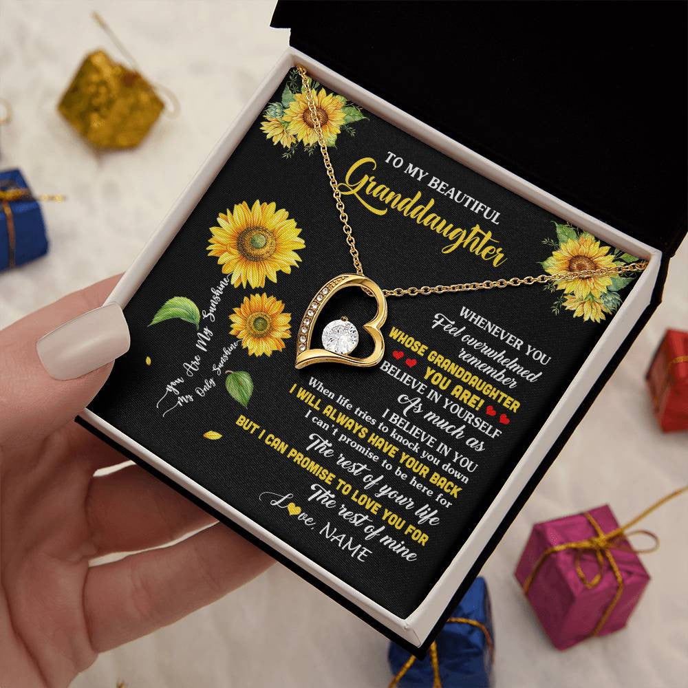 Personalized To My Granddaughter From Grandma Necklace Whenever You Feel Sunflower Granddaughter Birthday Graduation Christmas Customized Gift Box Message Card