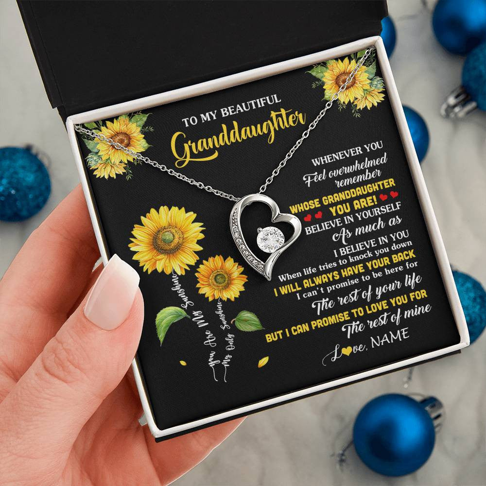 Personalized To My Granddaughter From Grandma Necklace Whenever You Feel Sunflower Granddaughter Birthday Graduation Christmas Customized Gift Box Message Card