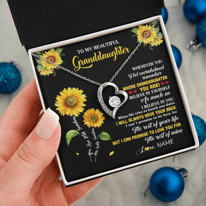 Personalized To My Granddaughter From Grandma Necklace Whenever You Feel Sunflower Granddaughter Birthday Graduation Christmas Customized Gift Box Message Card
