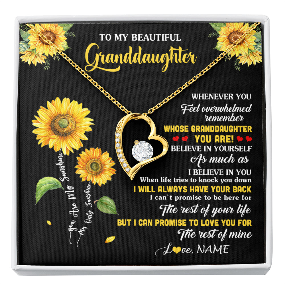 Personalized To My Granddaughter From Grandma Necklace Whenever You Feel Sunflower Granddaughter Birthday Graduation Christmas Customized Gift Box Message Card