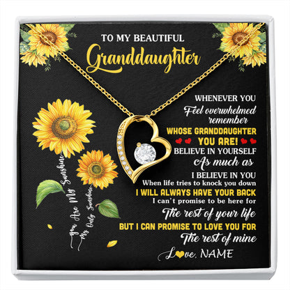 Personalized To My Granddaughter From Grandma Necklace Whenever You Feel Sunflower Granddaughter Birthday Graduation Christmas Customized Gift Box Message Card