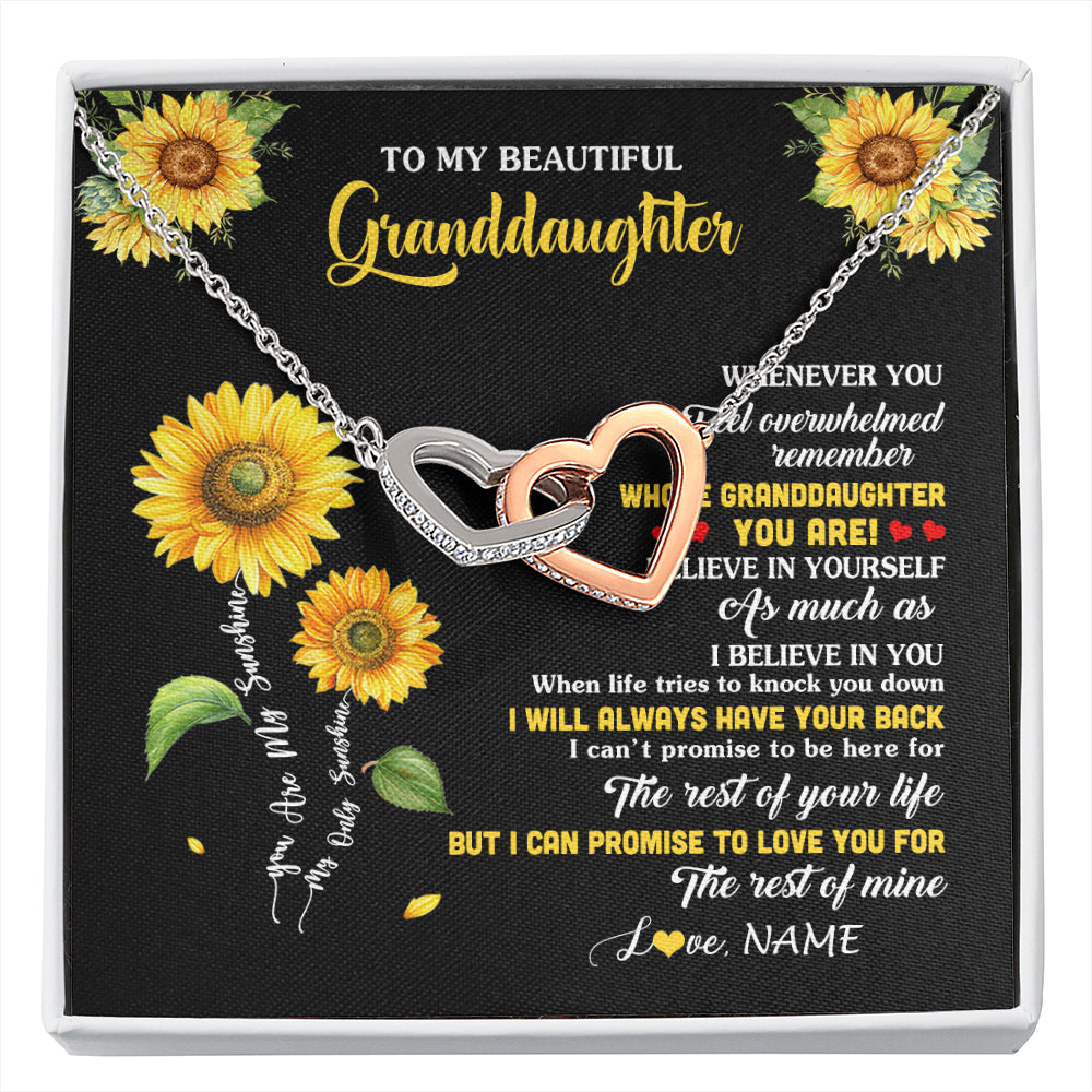 Personalized To My Granddaughter From Grandma Necklace Whenever You Feel Sunflower Granddaughter Birthday Graduation Christmas Customized Gift Box Message Card
