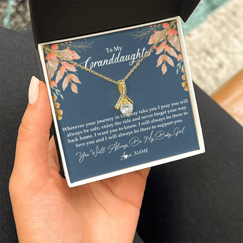 Personalized To My Granddaughter Necklace From Grandma You Will Always Be My Granddaughter Jewelry Birthday Christmas Customized Gift Box Message Card