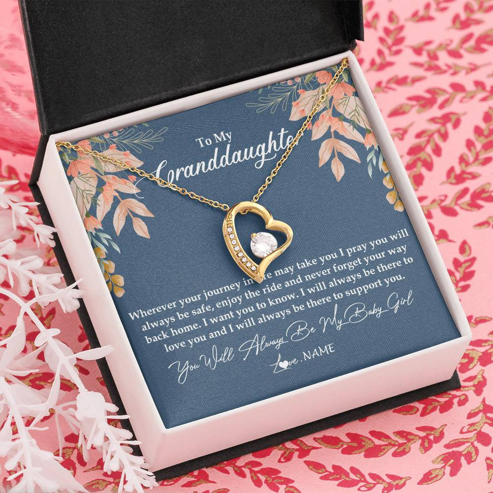 Personalized To My Granddaughter Necklace From Grandma You Will Always Be My Granddaughter Jewelry Birthday Christmas Customized Gift Box Message Card