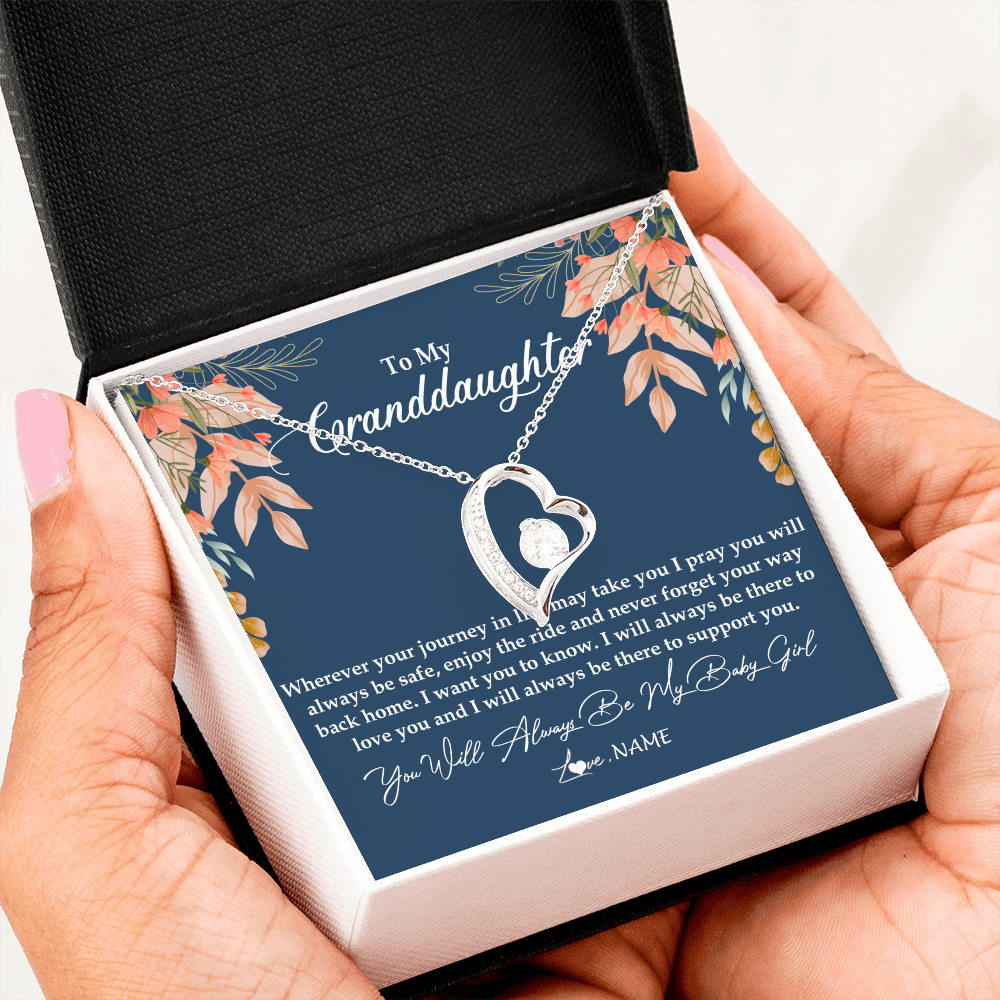 Personalized To My Granddaughter Necklace From Grandma You Will Always Be My Granddaughter Jewelry Birthday Christmas Customized Gift Box Message Card