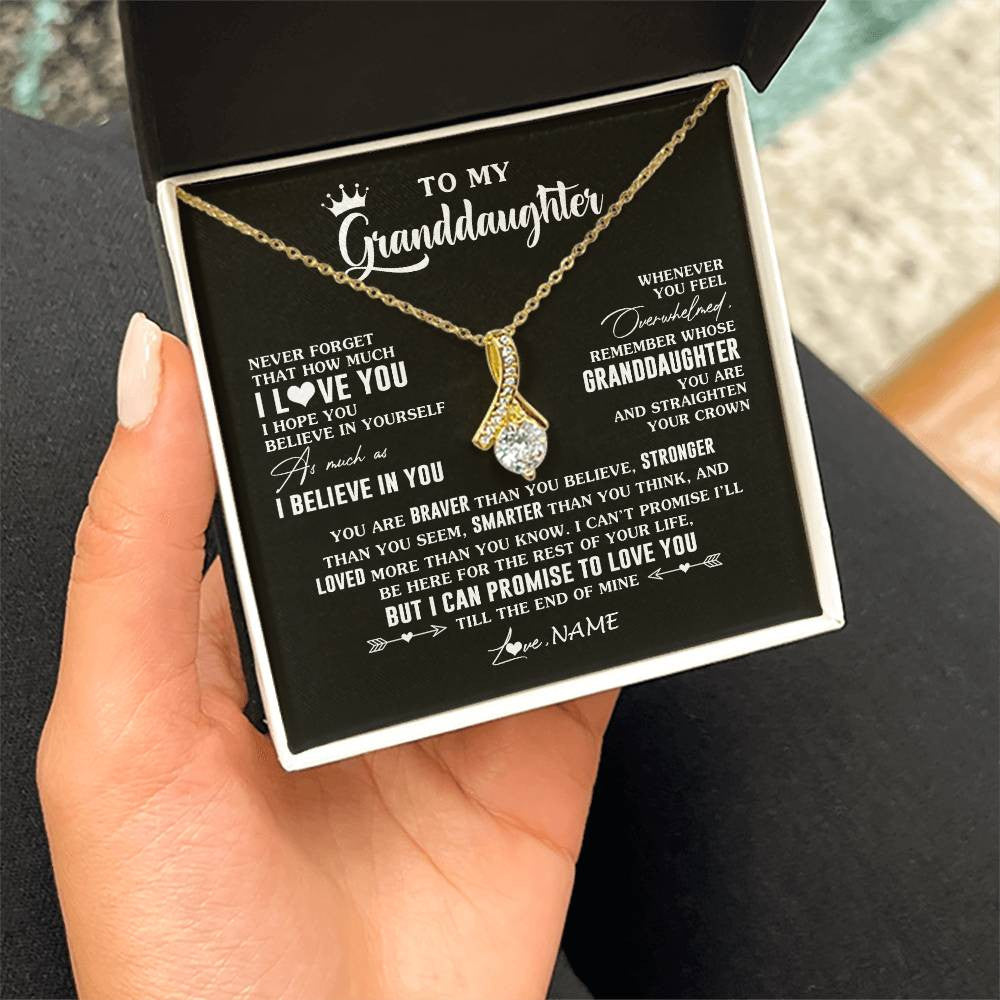 Personalized To My Granddaughter Gifs From Grandma Necklace How Much I Love You Granddaughter Birthday Graduation Christmas Customized Gift Box Message Card