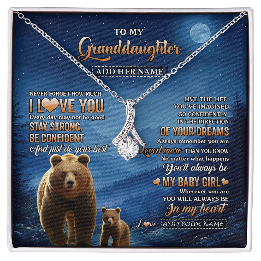 Personalized To My Granddaughter Gifts From Grandma Necklace Bear Never Forget How Much I Love You Granddaughter Birthday Christmas Gift Box Message Card
