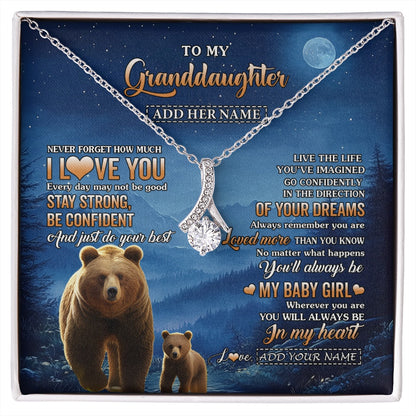 Personalized To My Granddaughter Gifts From Grandma Necklace Bear Never Forget How Much I Love You Granddaughter Birthday Christmas Gift Box Message Card