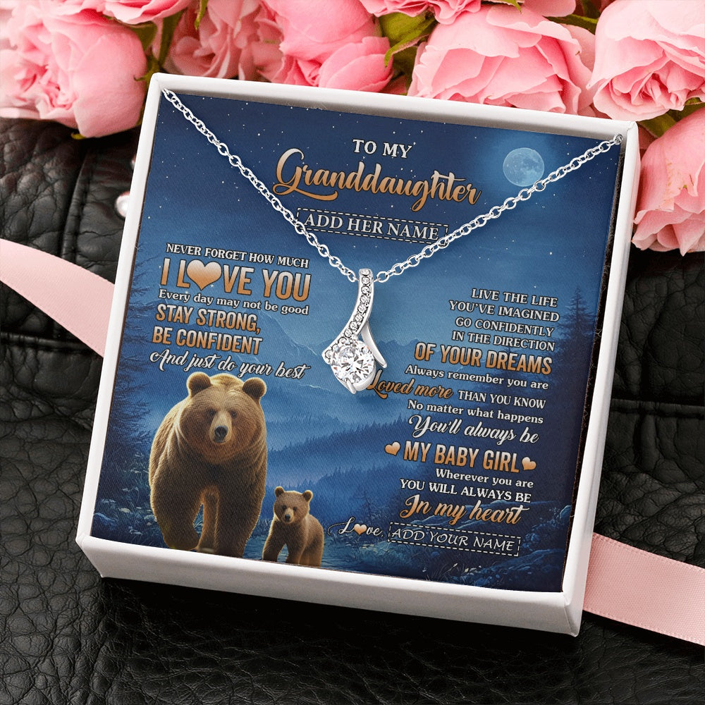Personalized To My Granddaughter Gifts From Grandma Necklace Bear Never Forget How Much I Love You Granddaughter Birthday Christmas Gift Box Message Card