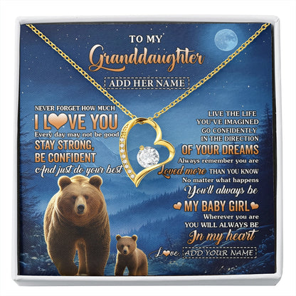 Personalized To My Granddaughter Gifts From Grandma Necklace Bear Never Forget How Much I Love You Granddaughter Birthday Christmas Gift Box Message Card