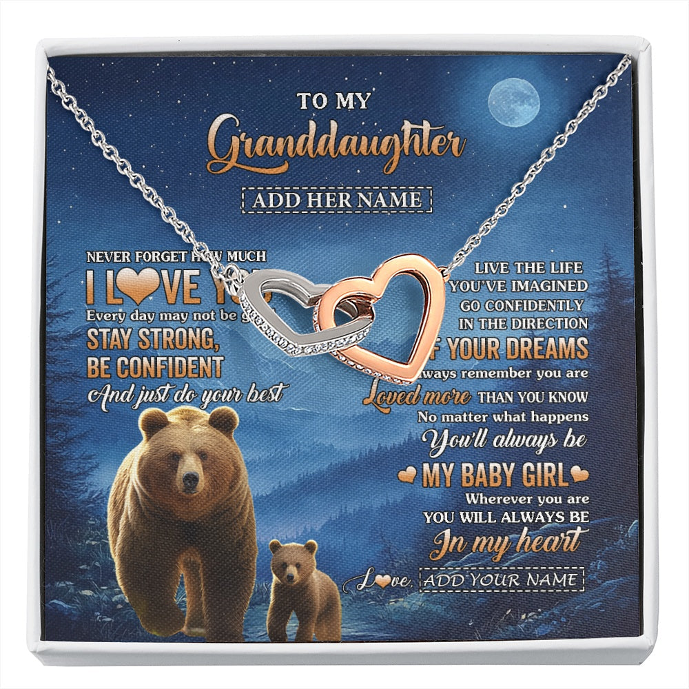 Personalized To My Granddaughter Gifts From Grandma Necklace Bear Never Forget How Much I Love You Granddaughter Birthday Christmas Gift Box Message Card
