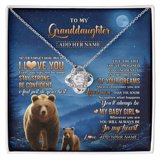 Personalized To My Granddaughter Gifts From Grandma Necklace Bear Never Forget How Much I Love You Granddaughter Birthday Christmas Gift Box Message Card