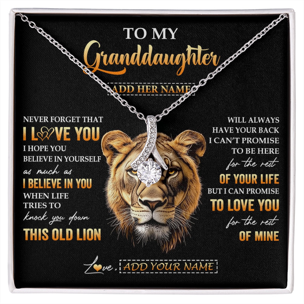 Personalized To My Granddaughter Gifts From Grandma Necklace Old Lion Love You Granddaughter Birthday Gifts Graduation Christmas Custom Gift Box Message Card