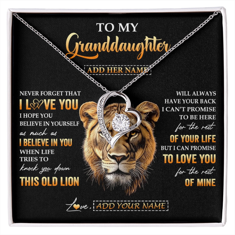 Personalized To My Granddaughter Gifts From Grandma Necklace Old Lion Love You Granddaughter Birthday Gifts Graduation Christmas Custom Gift Box Message Card