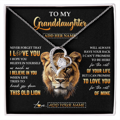 Personalized To My Granddaughter Gifts From Grandma Necklace Old Lion Love You Granddaughter Birthday Gifts Graduation Christmas Custom Gift Box Message Card