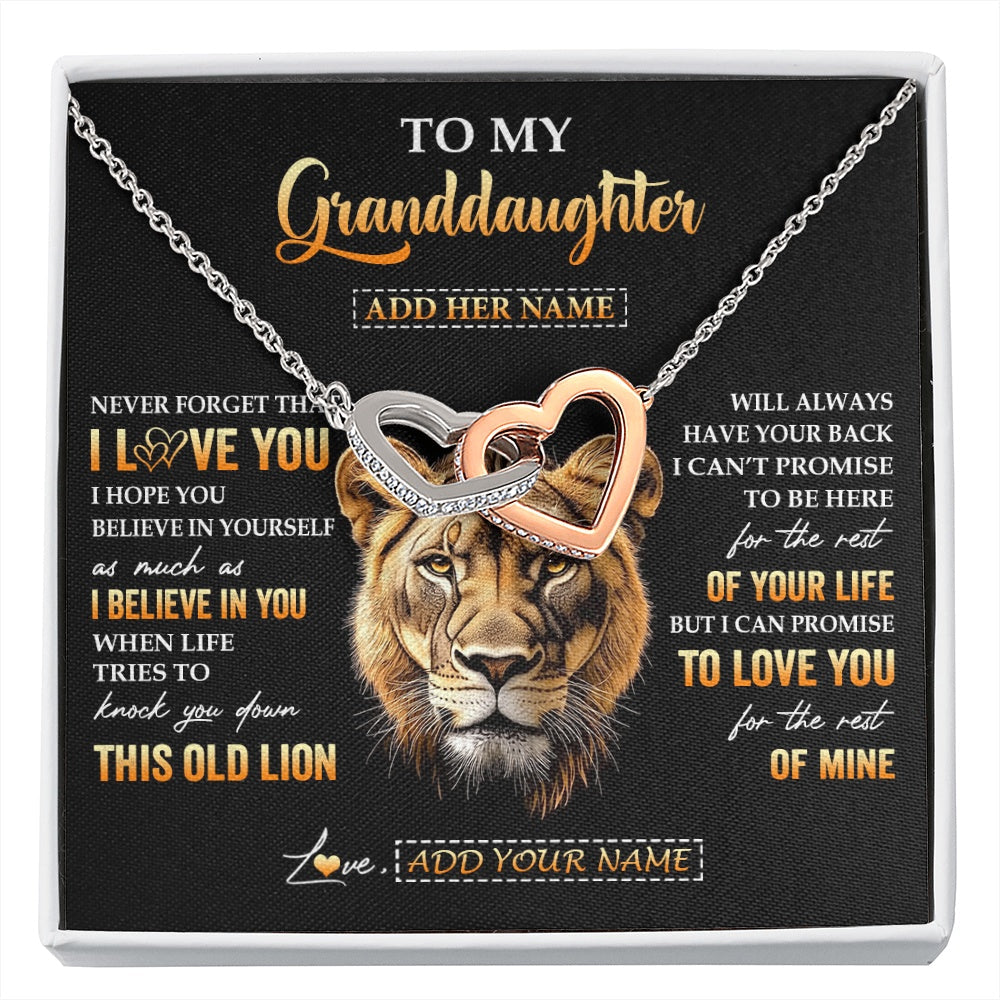 Personalized To My Granddaughter Gifts From Grandma Necklace Old Lion Love You Granddaughter Birthday Gifts Graduation Christmas Custom Gift Box Message Card