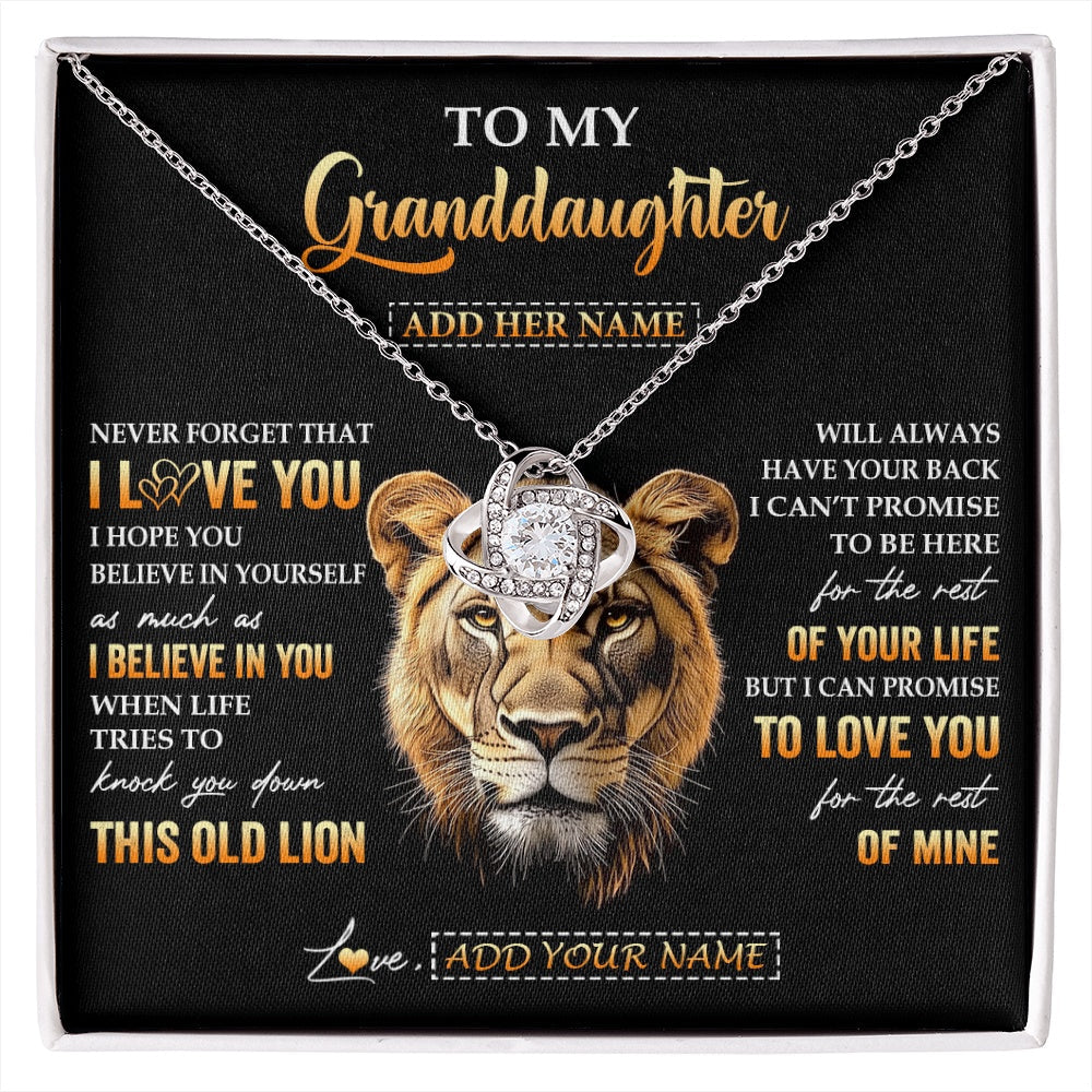 Personalized To My Granddaughter Gifts From Grandma Necklace Old Lion Love You Granddaughter Birthday Gifts Graduation Christmas Custom Gift Box Message Card