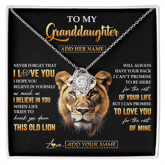 Personalized To My Granddaughter Gifts From Grandma Necklace Old Lion Love You Granddaughter Birthday Gifts Graduation Christmas Custom Gift Box Message Card