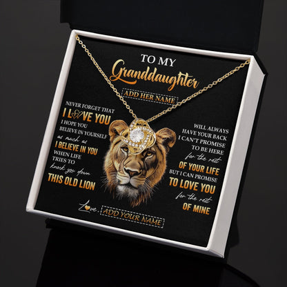 Personalized To My Granddaughter Gifts From Grandma Necklace Old Lion Love You Granddaughter Birthday Gifts Graduation Christmas Custom Gift Box Message Card