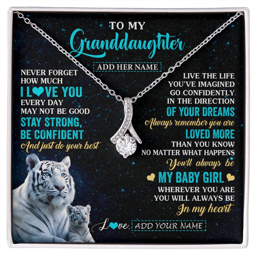 Personalized To My Granddaughter Gifts From Grandma Necklace White Tiger Never Forget How Much I Love You Granddaughter Birthday Gift Box Message Card