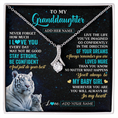 Personalized To My Granddaughter Gifts From Grandma Necklace White Tiger Never Forget How Much I Love You Granddaughter Birthday Gift Box Message Card