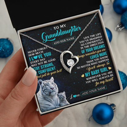 Personalized To My Granddaughter Gifts From Grandma Necklace White Tiger Never Forget How Much I Love You Granddaughter Birthday Gift Box Message Card