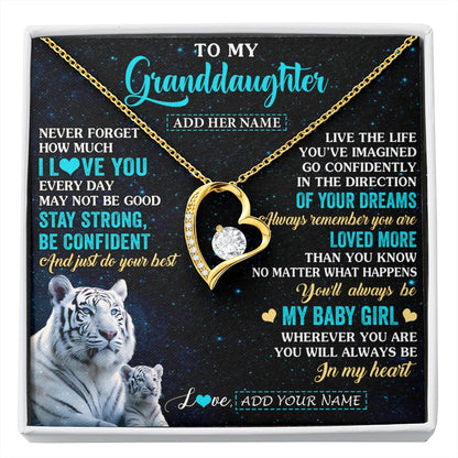 Personalized To My Granddaughter Gifts From Grandma Necklace White Tiger Never Forget How Much I Love You Granddaughter Birthday Gift Box Message Card