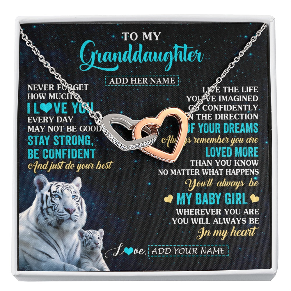 Personalized To My Granddaughter Gifts From Grandma Necklace White Tiger Never Forget How Much I Love You Granddaughter Birthday Gift Box Message Card