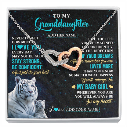Personalized To My Granddaughter Gifts From Grandma Necklace White Tiger Never Forget How Much I Love You Granddaughter Birthday Gift Box Message Card