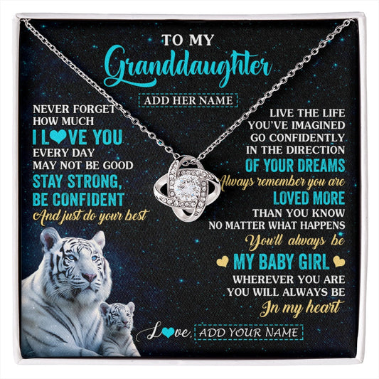 Personalized To My Granddaughter Gifts From Grandma Necklace White Tiger Never Forget How Much I Love You Granddaughter Birthday Gift Box Message Card