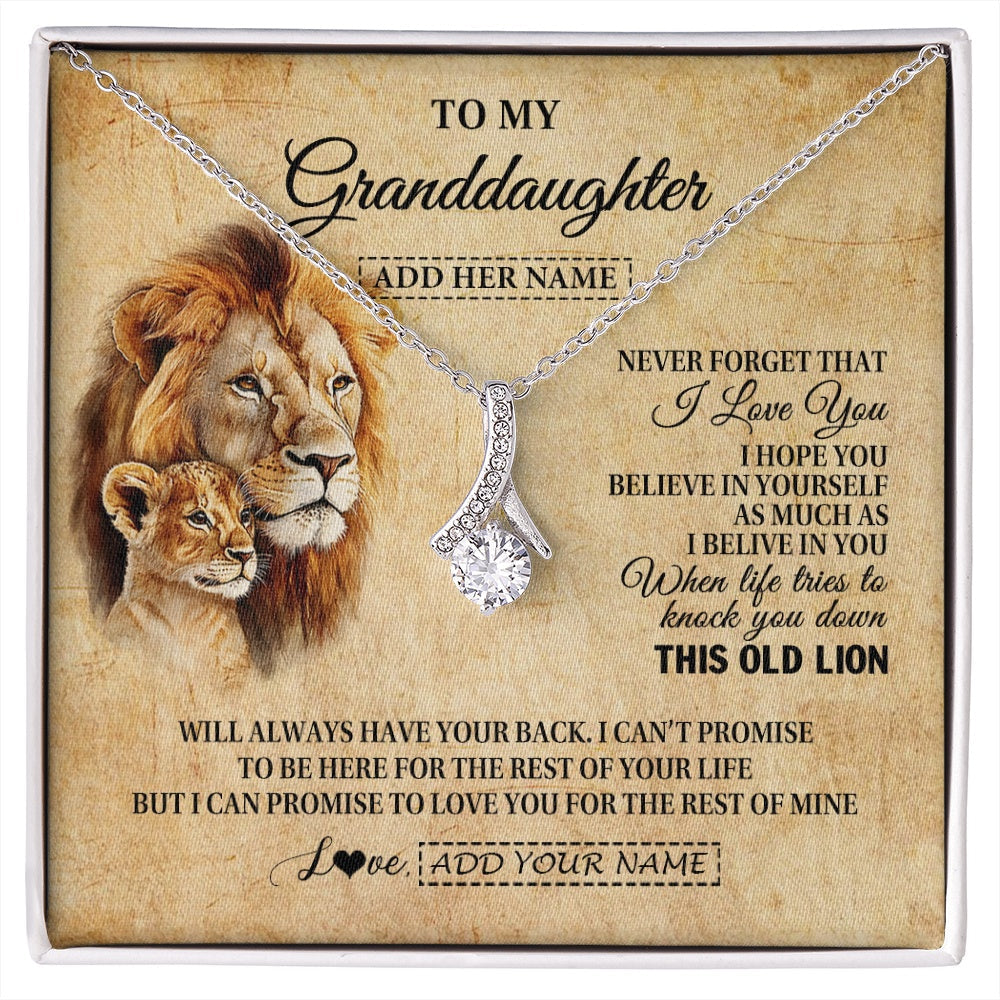 Personalized To My Granddaughter Gifts From Grandpa Lion Necklace I Love You Granddaughter Birthday Gifts Graduation Christmas Custom Gift Box Message Card