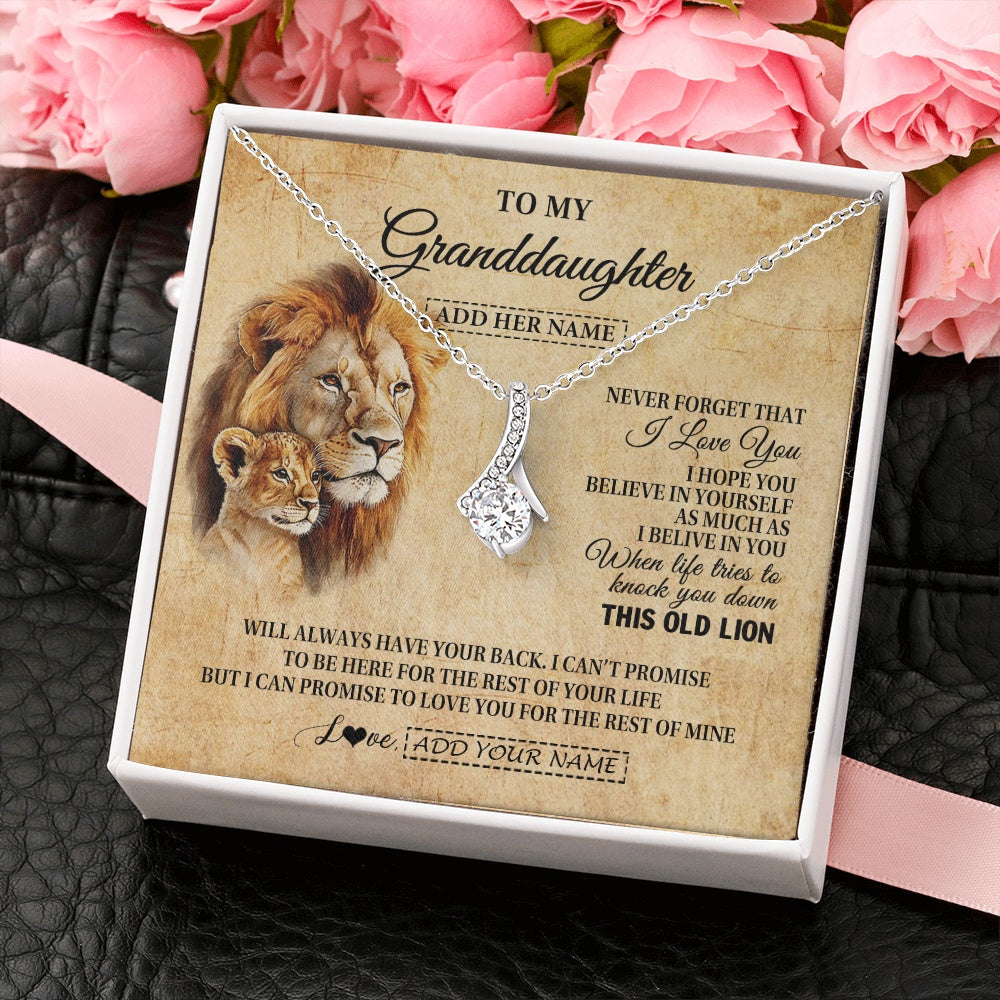 Personalized To My Granddaughter Gifts From Grandpa Lion Necklace I Love You Granddaughter Birthday Gifts Graduation Christmas Custom Gift Box Message Card