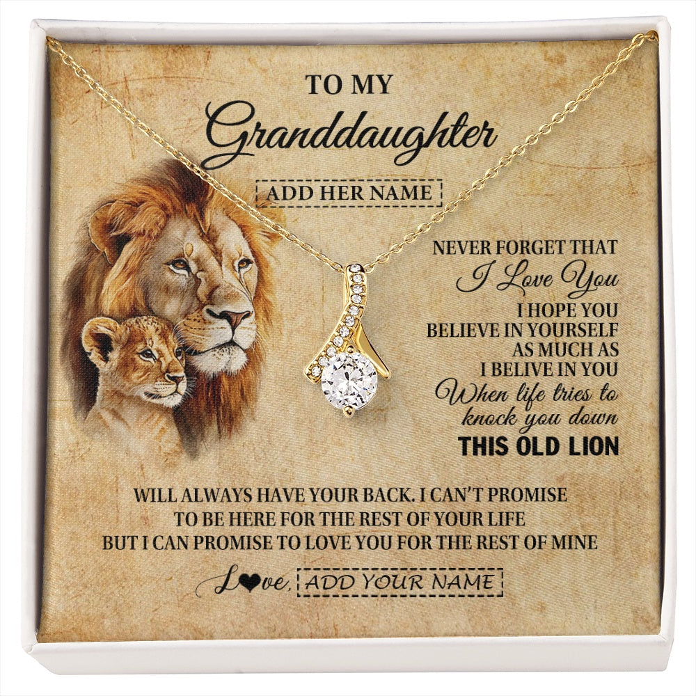 Personalized To My Granddaughter Gifts From Grandpa Lion Necklace I Love You Granddaughter Birthday Gifts Graduation Christmas Custom Gift Box Message Card