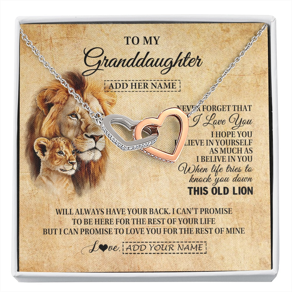 Personalized To My Granddaughter Gifts From Grandpa Lion Necklace I Love You Granddaughter Birthday Gifts Graduation Christmas Custom Gift Box Message Card