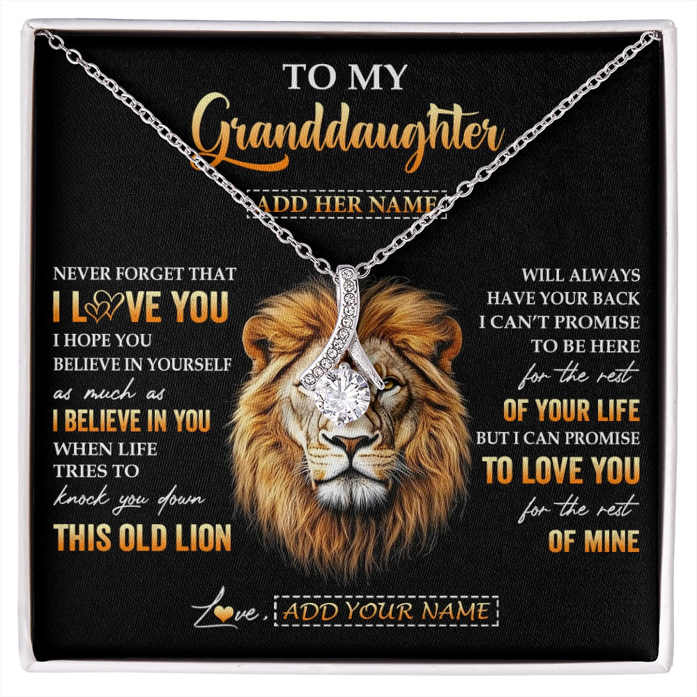 Personalized To My Granddaughter Gifts From Grandpa Necklace Old Lion Love You Granddaughter Birthday Gifts Graduation Christmas Custom Gift Box Message Card