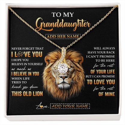 Personalized To My Granddaughter Gifts From Grandpa Necklace Old Lion Love You Granddaughter Birthday Gifts Graduation Christmas Custom Gift Box Message Card